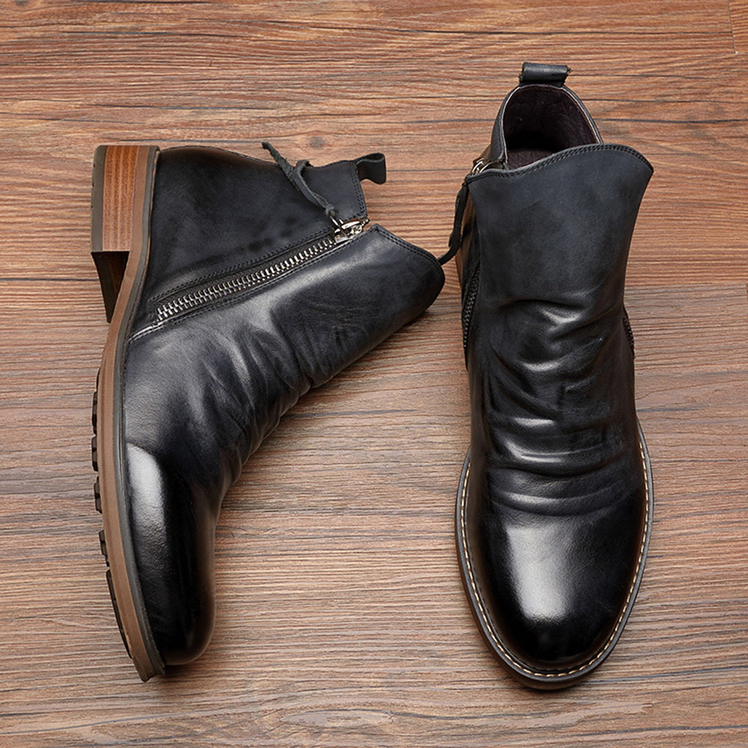 Bottines Homme Élégantes en Cuir avec Fermeture Éclair – Raffinées, Confortables & Polyvalentes