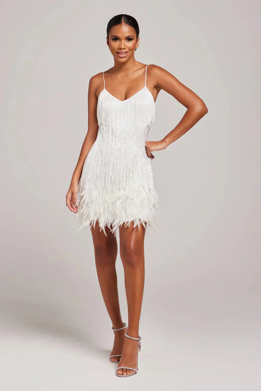 Robe Mini Femme Élégante à Franges et Coupe Ajustée Glamour