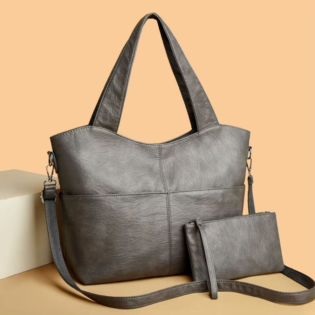 Sac Femme Structuré Élégant avec Double Anses et Bandoulière Réglable