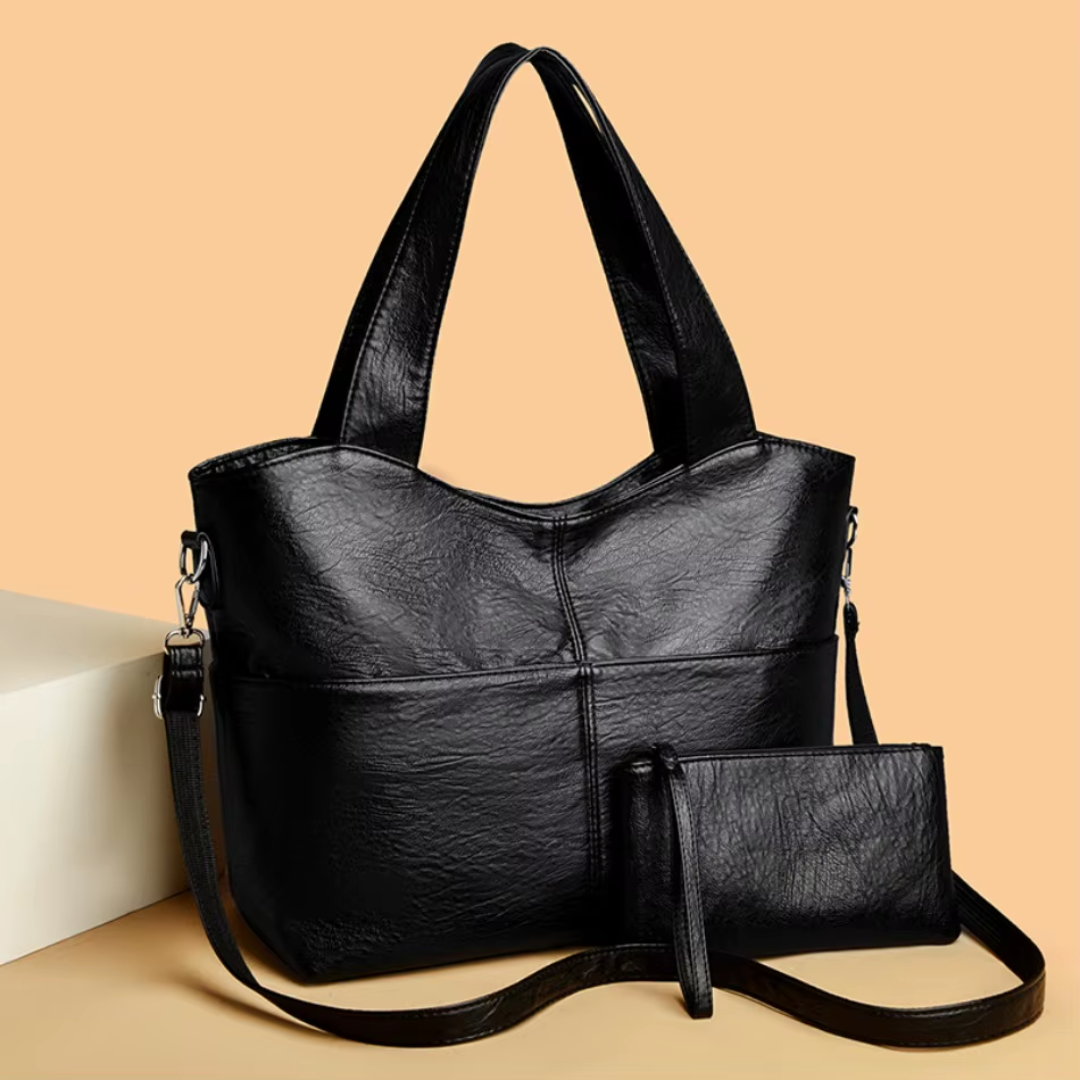 Sac Femme Structuré Élégant avec Double Anses et Bandoulière Réglable
