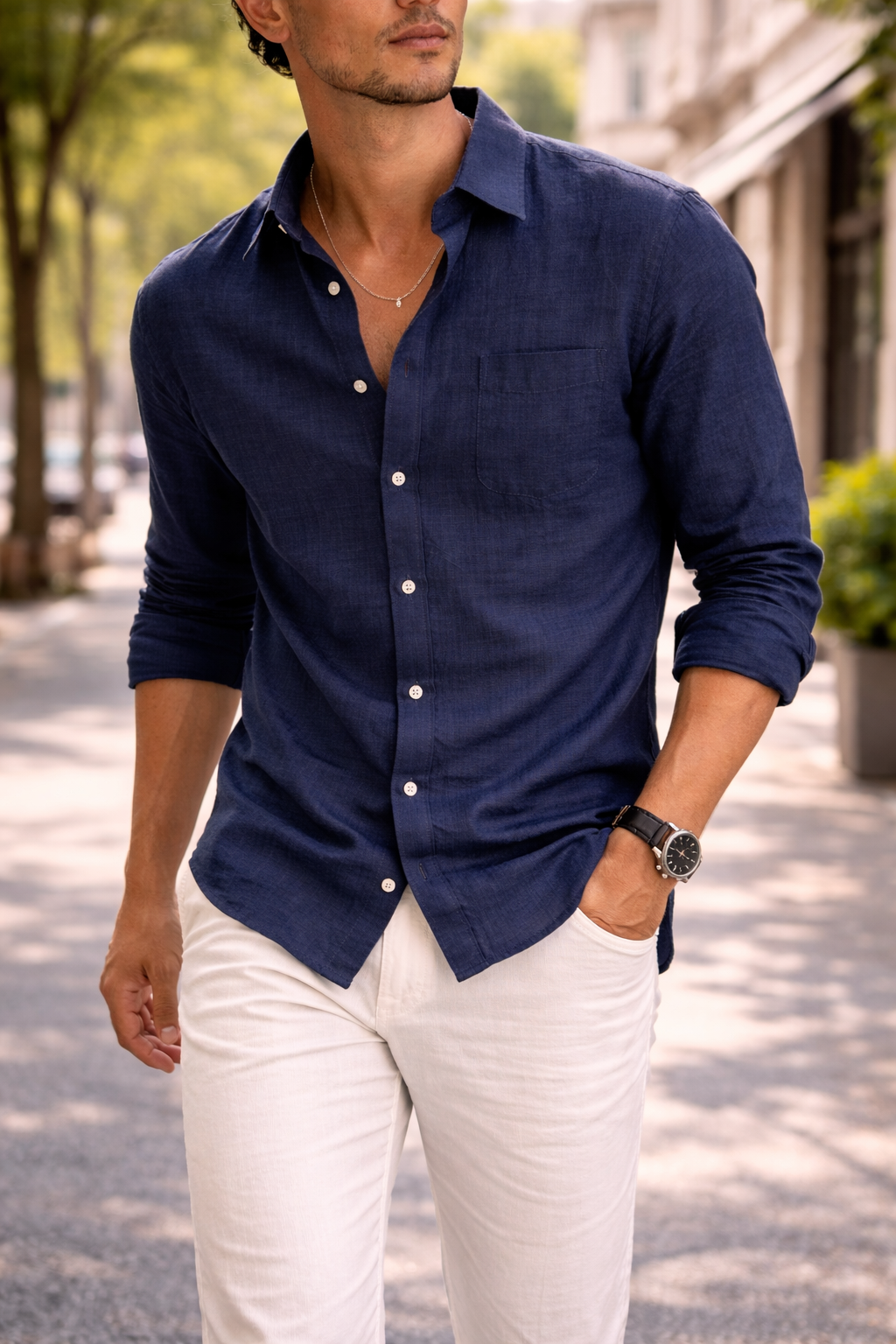 Chemise en Lin à Manches Longues pour Homme – Style Décontracté pour le Quotidien