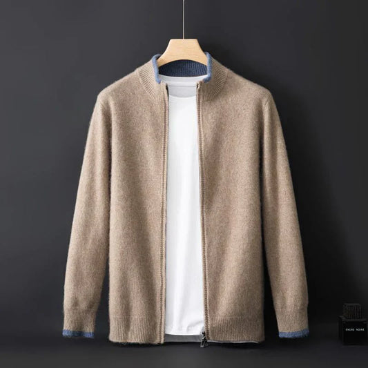 Zachary | Gilet Zippé Homme à Col Montant | Cardigan Minimaliste Uni et Élégant