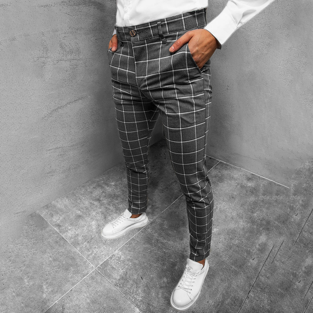 Cavendish | Pantalon Homme à Carreaux Slim Fit Style Droit Élégant