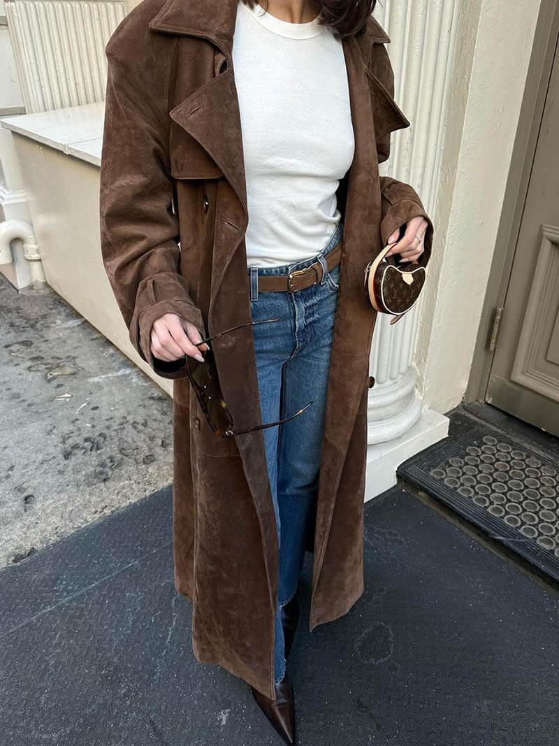 Trenchcoat Femme Élégant | Manteau Long Taille Cintrée Confort & Style