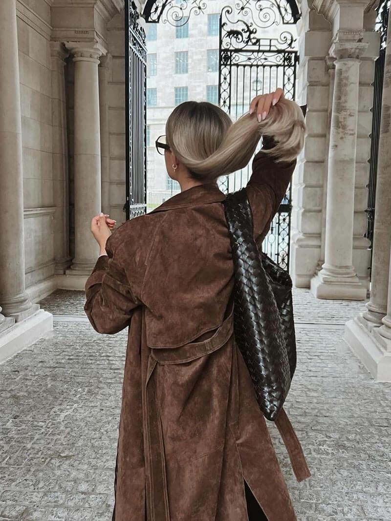 Trenchcoat Femme Élégant | Manteau Long Taille Cintrée Confort & Style