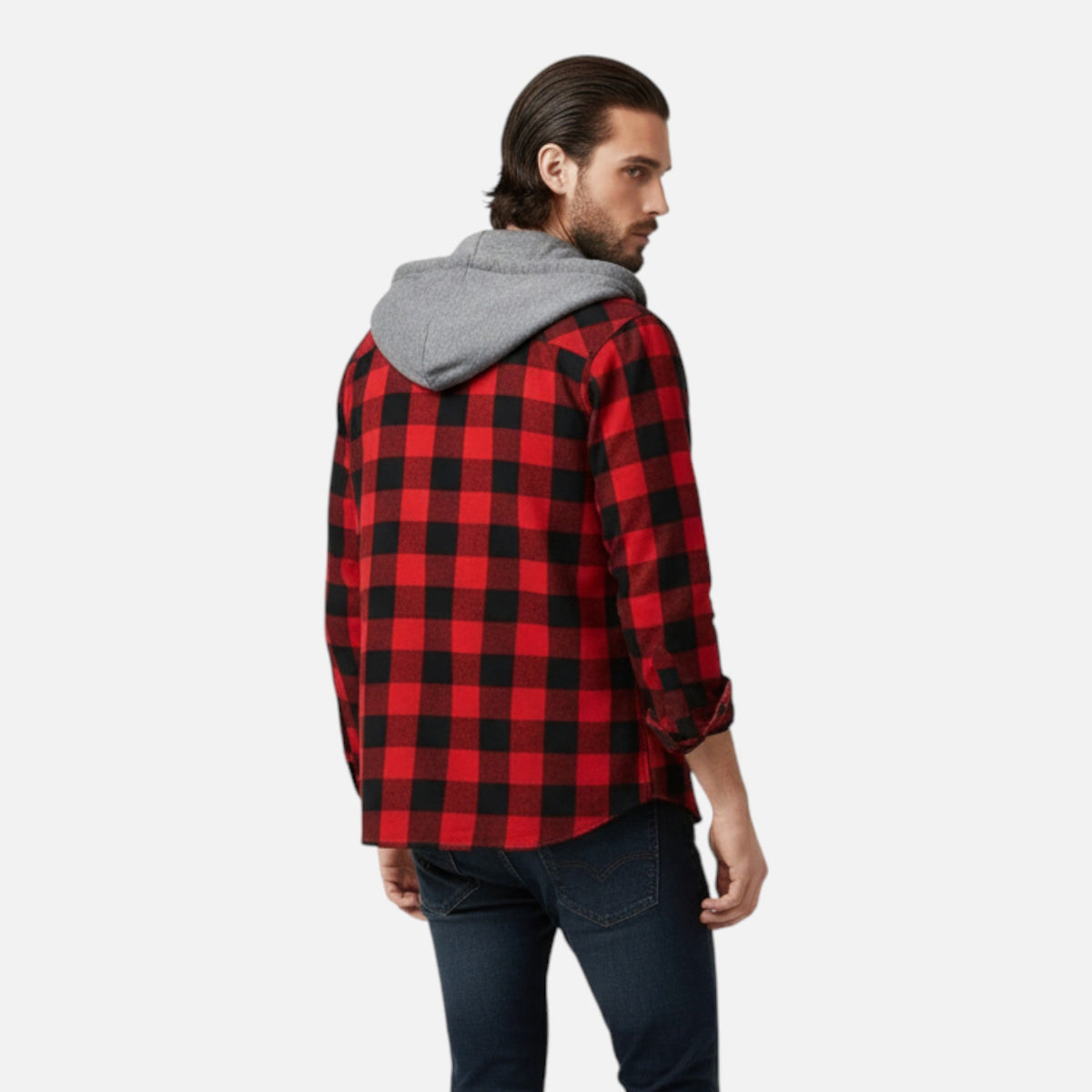 Ashton | Veste Chemise Homme à Capuche à Carreaux et Boutons