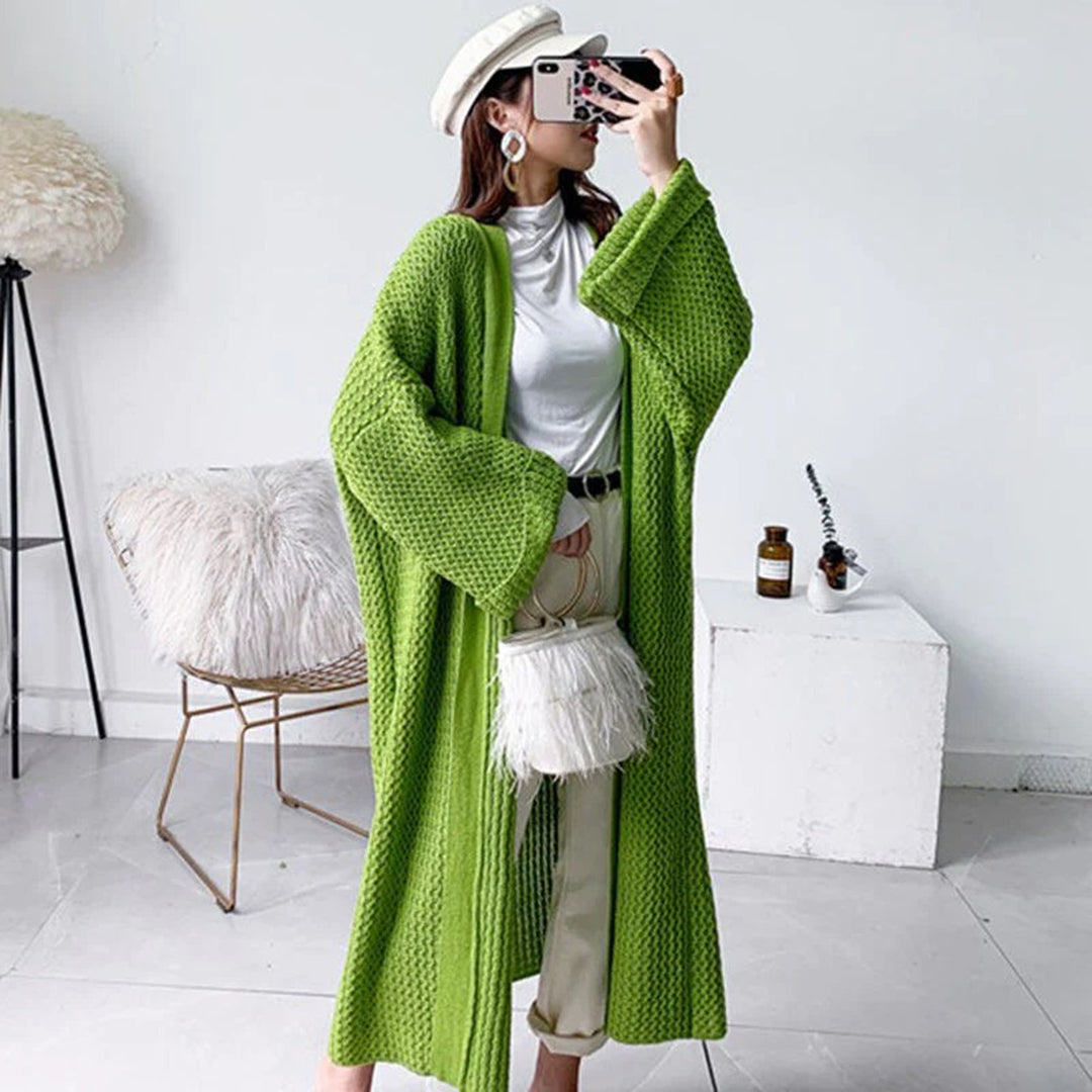 Anneliese | Cardigan long en maille texturée, manches larges, style oversize