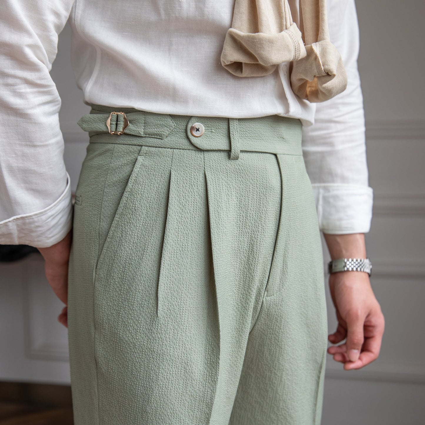 Brockwell | Pantalon Homme Taille Haute Style Élégant Plissé Classique