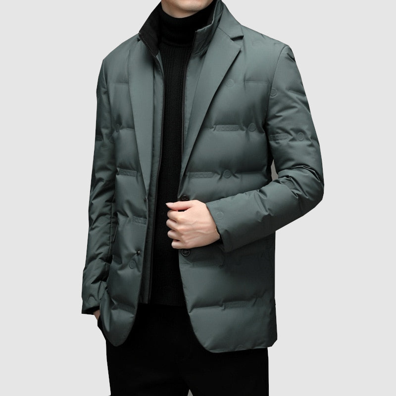 Samuel | Veste Homme Hiver Slim Fit | Design Matelassé Élégant avec Col à Revers et Boutons