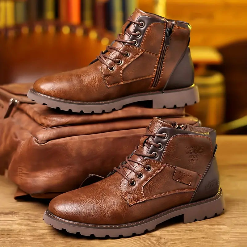 Beaumont | Bottines Homme à Lacets avec Fermeture Éclair Latérale & Semelle Robuste Antidérapante