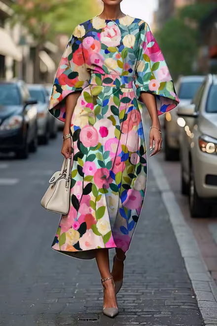 Kimono Dress | Robe Midi Féminine à Silhouette Élégante et Fluide