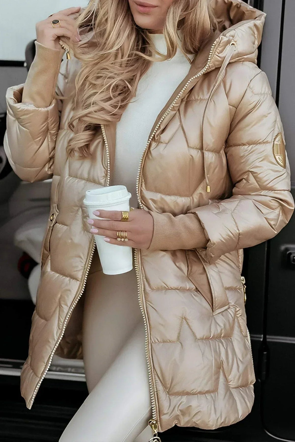 Long Padded Jacket Femme | Veste Hivernale Chaude avec Capuche