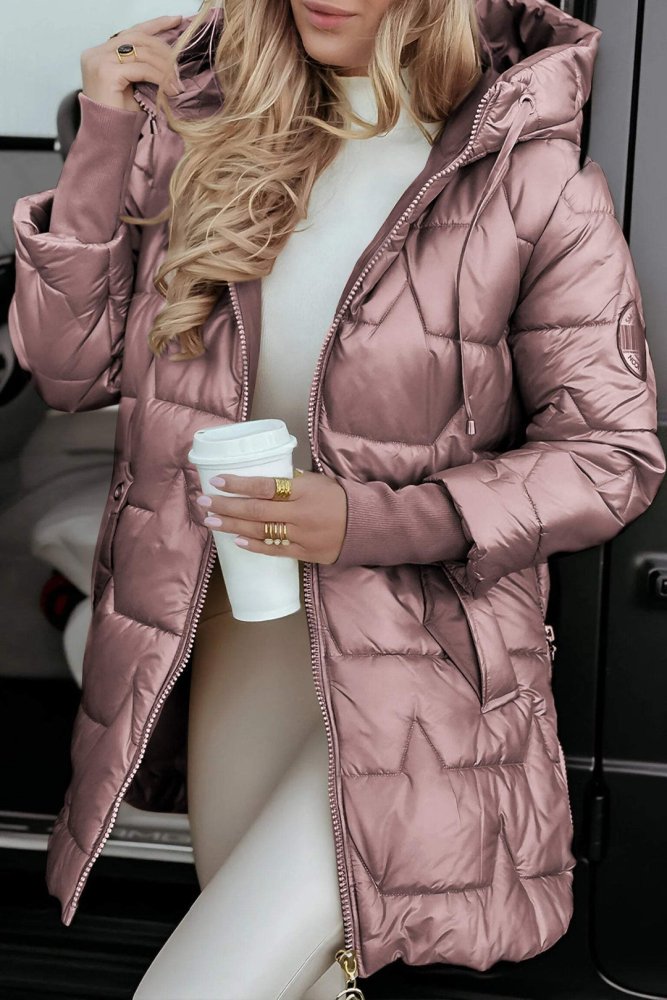Long Padded Jacket Femme | Veste Hivernale Chaude avec Capuche