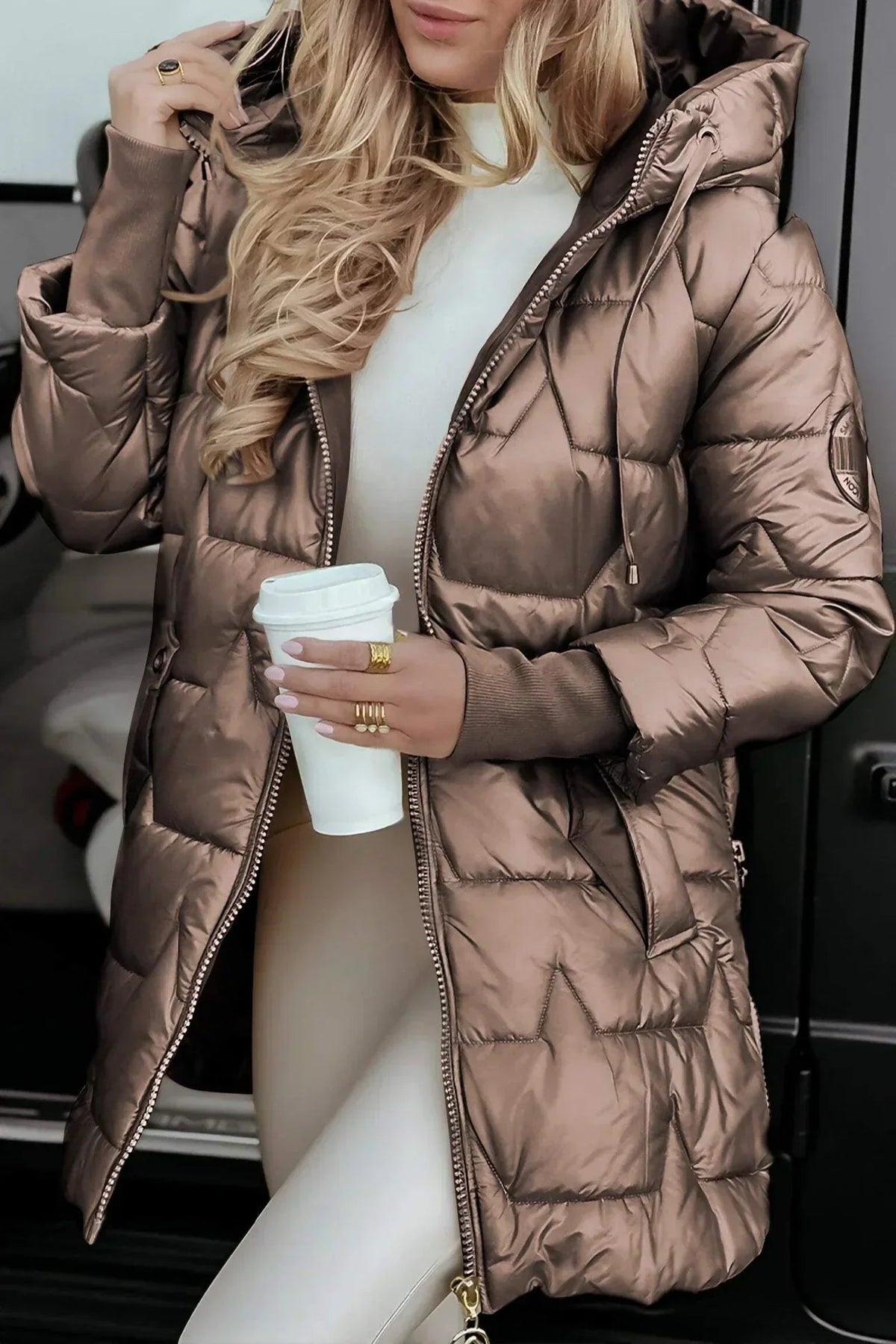 Long Padded Jacket Femme | Veste Hivernale Chaude avec Capuche