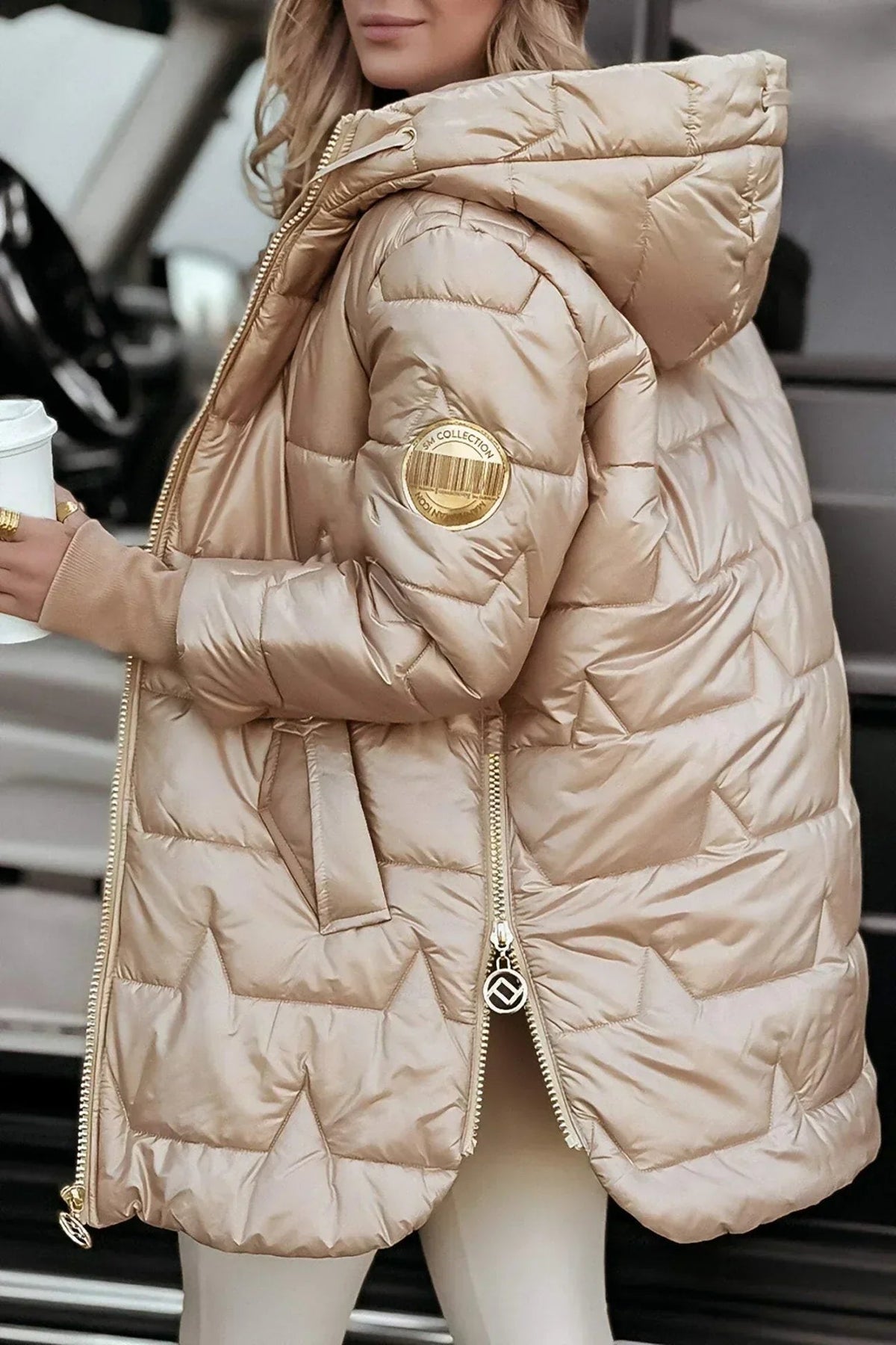 Long Padded Jacket Femme | Veste Hivernale Chaude avec Capuche