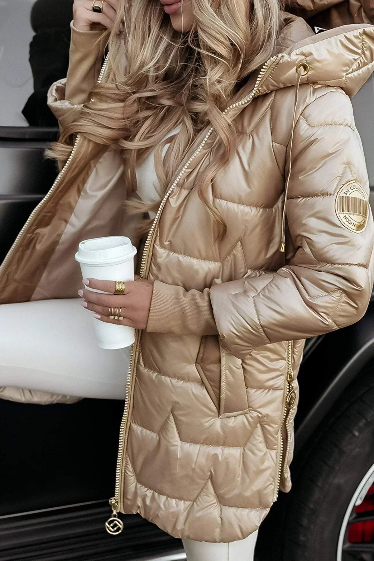 Long Padded Jacket Femme | Veste Hivernale Chaude avec Capuche