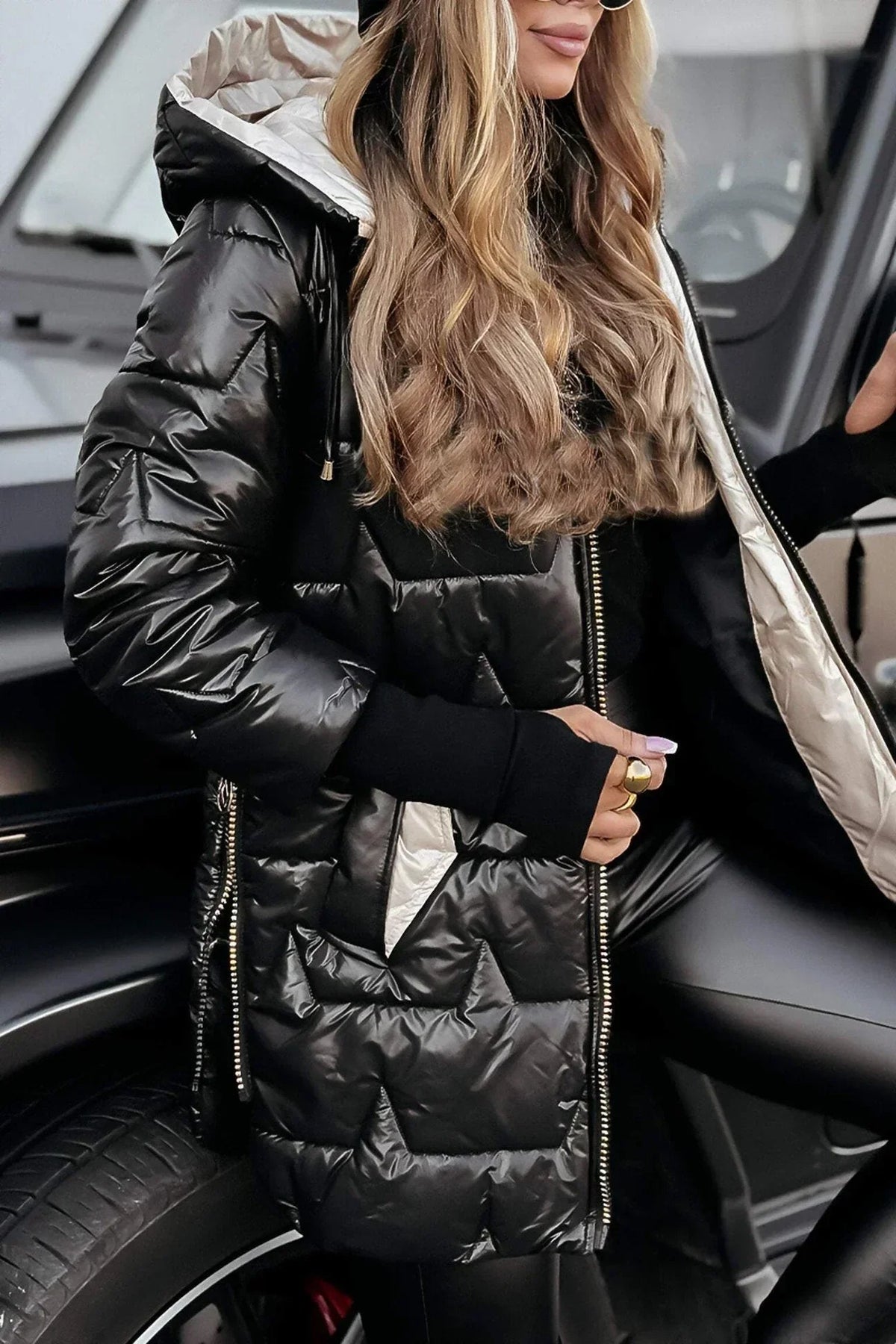 Long Padded Jacket Femme | Veste Hivernale Chaude avec Capuche
