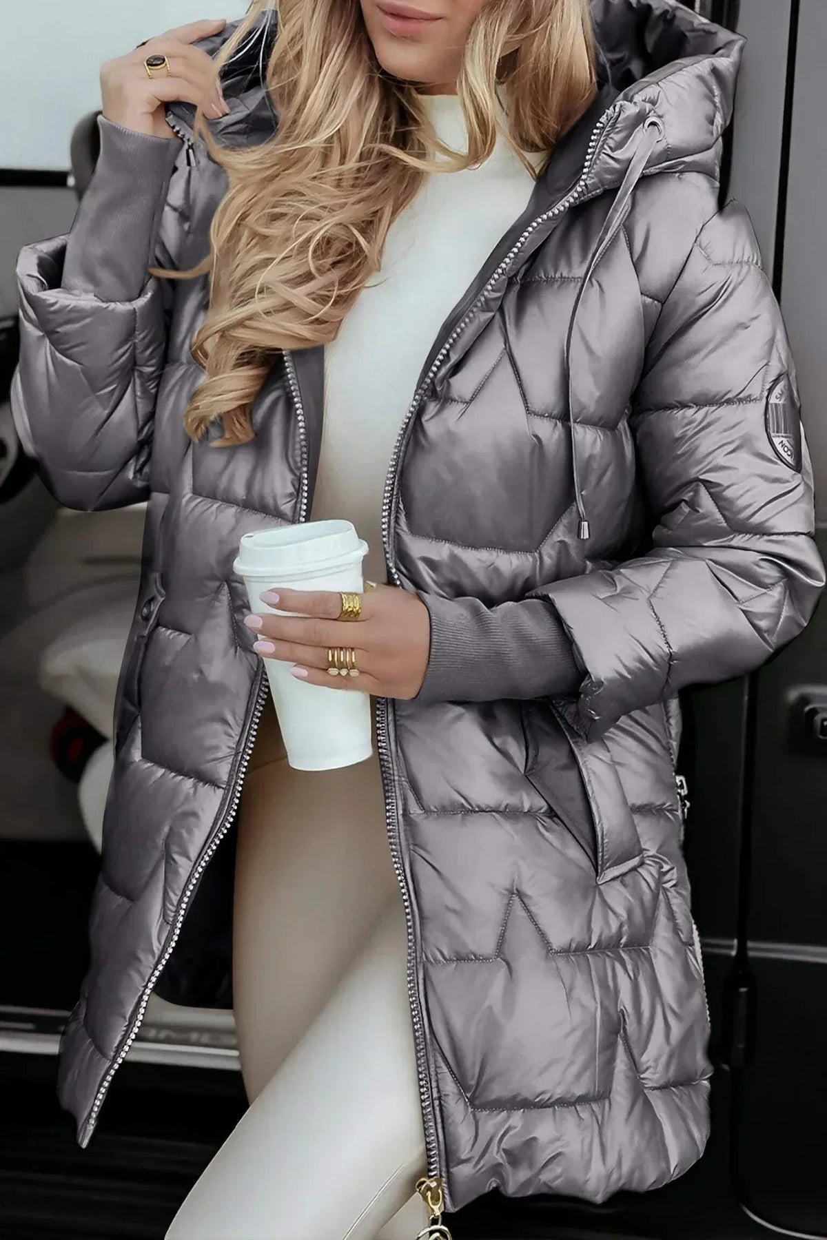 Long Padded Jacket Femme | Veste Hivernale Chaude avec Capuche