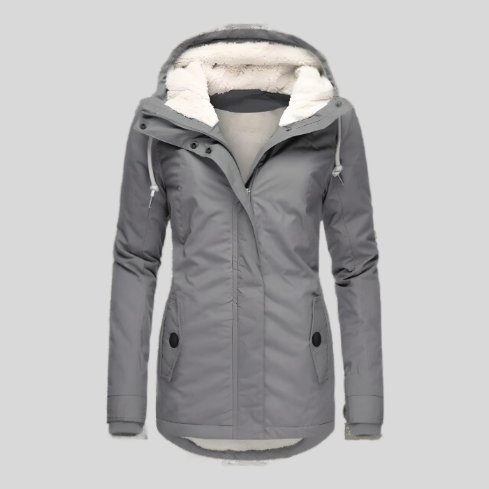 Capucine | Manteau Long Femme Hiver Imperméable avec Capuche à Cordon et Doublure Polaire