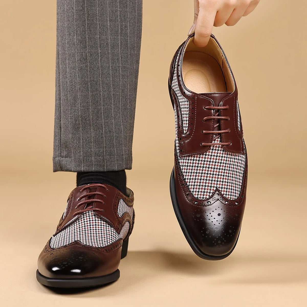 Alex | Chaussures Homme Oxford Pied-de-Poule | Détails Brogue Classiques