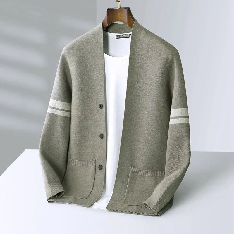 Cardigan Homme en Maille avec Détails Rayés | Élégance Décontractée et Confort Quotidien