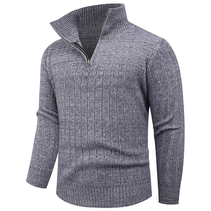 Pull Homme Zip | Pull Tricoté avec Col Zippé Moderne et Structure Côtelée