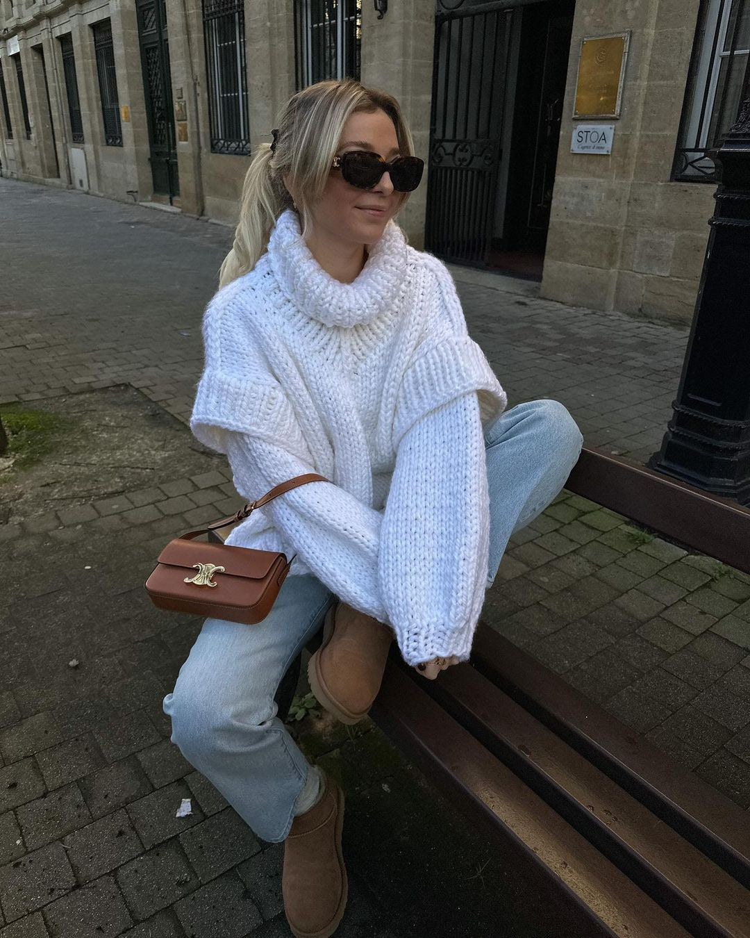 Soline | Pull Femme Col Roulé Oversize en Maille Épaisse Classique