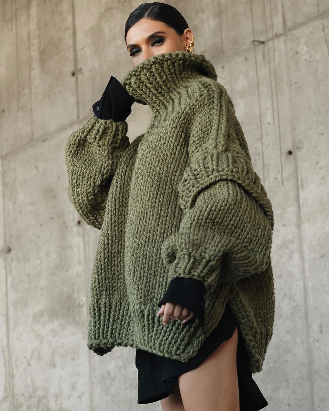 Soline | Pull Femme Col Roulé Oversize en Maille Épaisse Classique