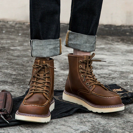 Cassian | Bottes Homme Cheville Stylées à Lacets avec Semelle Épaisse et Design Moderne