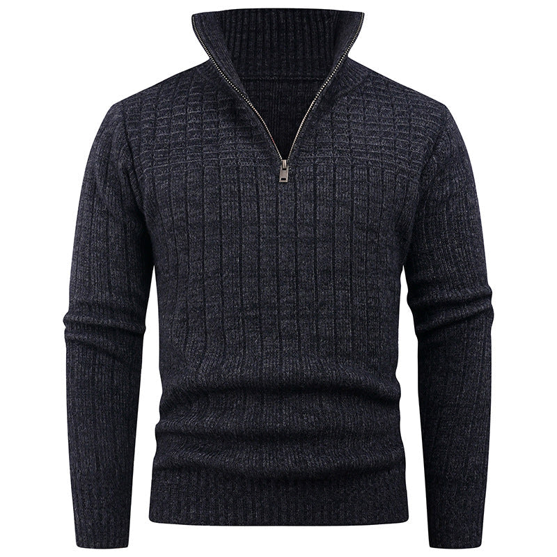 Pull Homme Zip | Pull Tricoté avec Col Zippé Moderne et Structure Côtelée