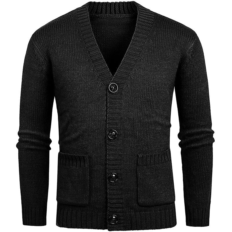 Men’s Chunky Knit Cardigan | Gilet Homme à Gros Tricot avec Col V Classique et Poches Pratiques