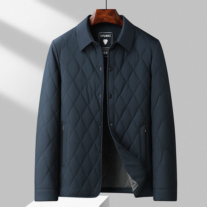 Holvar | Veste Homme Matelassée Légère, Col Revers, Motif Losanges, Fermeture Zip & Boutons, Coupe Ajustée