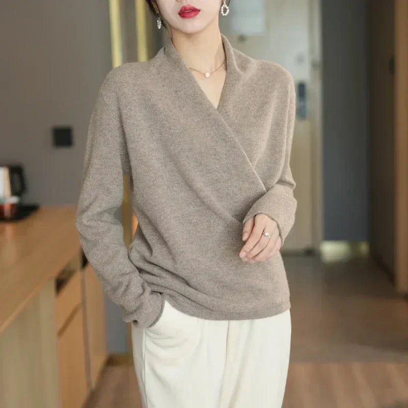 Pull cachemire élégant croisé pour femme – Doux, Féminin & Intemporel