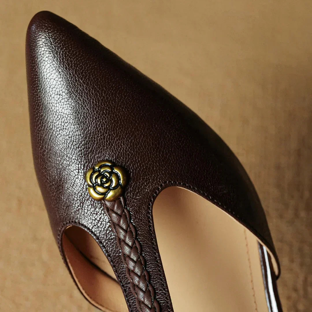Sandales Femme Élégantes en Cuir avec Bride Tressée et Talon Fin