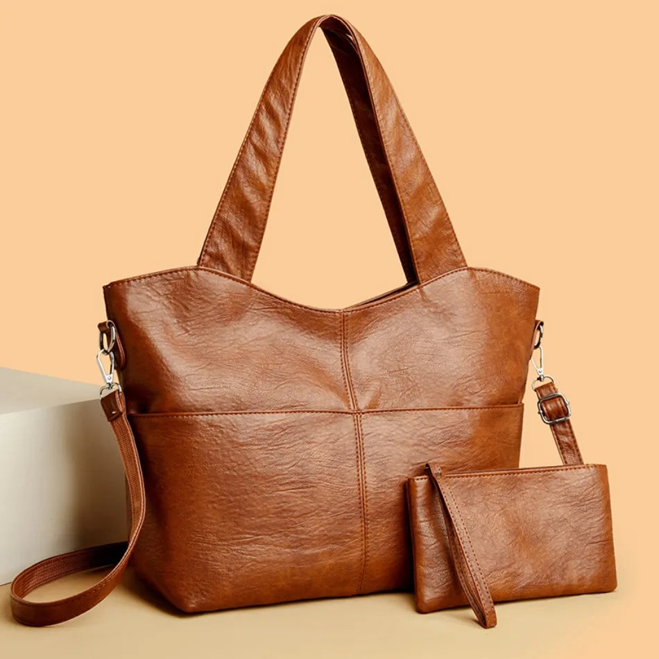 Sac Femme Structuré Élégant avec Double Anses et Bandoulière Réglable