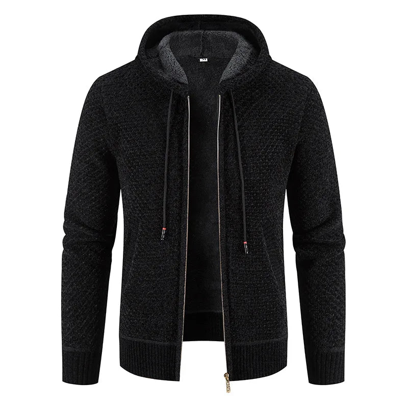 Albert | Gilet Zippé Homme à Capuche avec Doublure Chaude | Veste Hiver Texturée Confortable