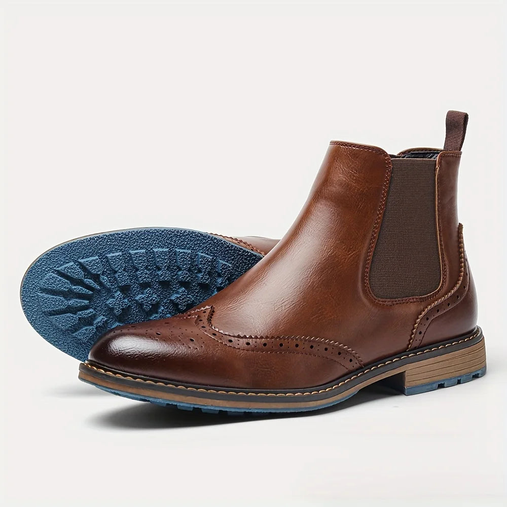 Osborne | Bottines Homme Chelsea Classiques Style Brogue à Élastiques Latéraux et Design Intemporel