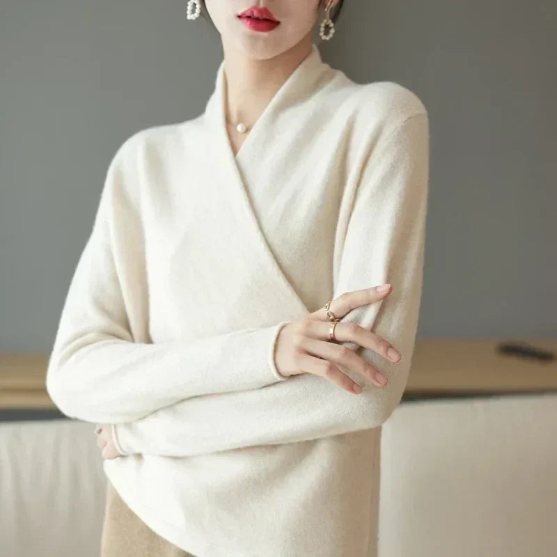 Pull cachemire élégant croisé pour femme – Doux, Féminin & Intemporel
