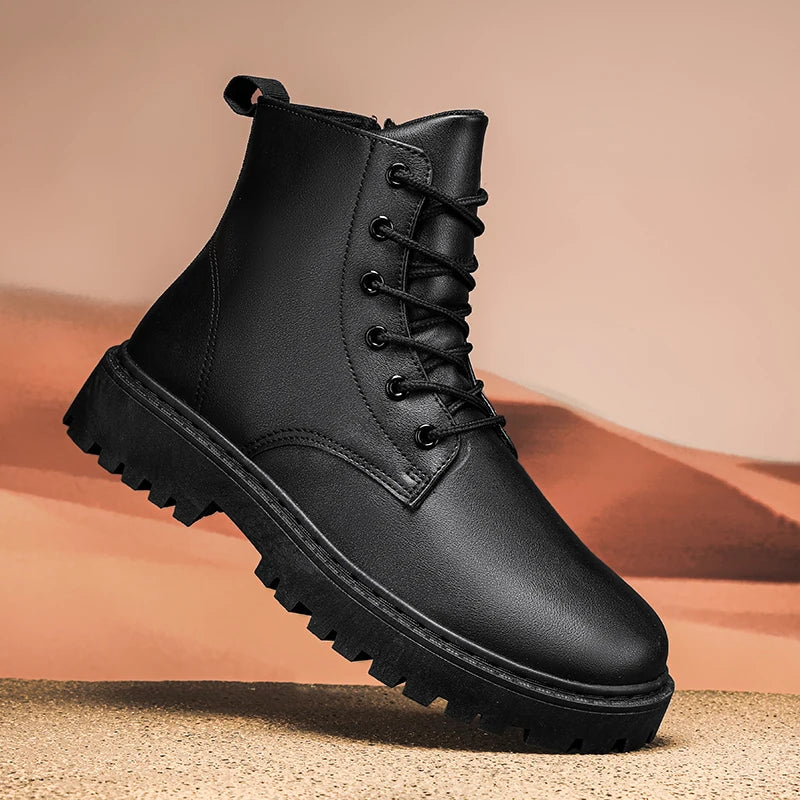 Huntingdon | Bottes Hautes Homme Noires Imperméables à Lacets Antidérapantes
