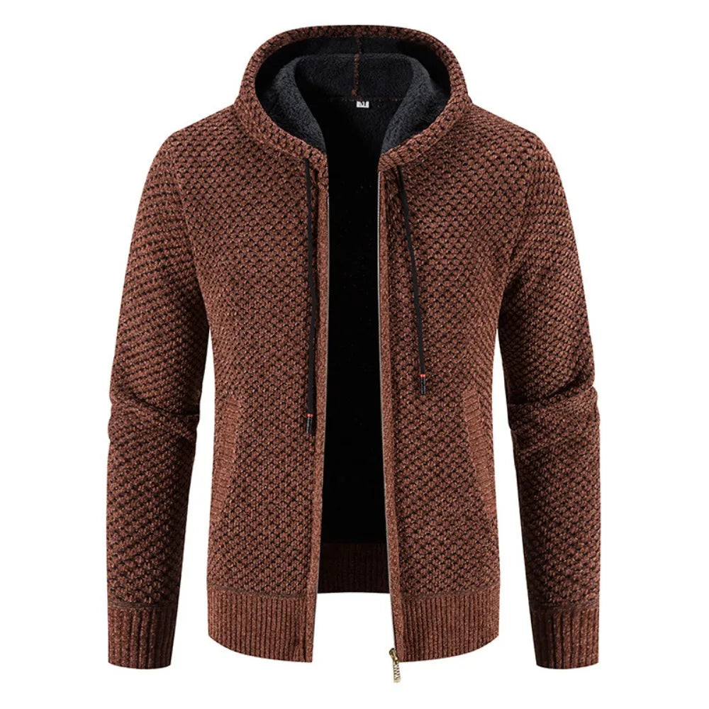 Albert | Gilet Zippé Homme à Capuche avec Doublure Chaude | Veste Hiver Texturée Confortable