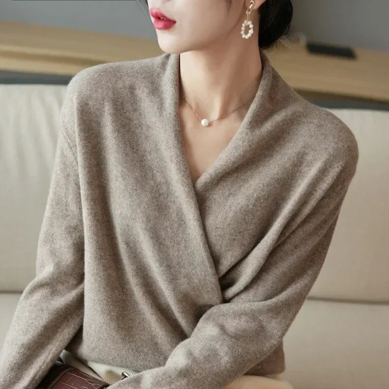 Pull cachemire élégant croisé pour femme – Doux, Féminin & Intemporel