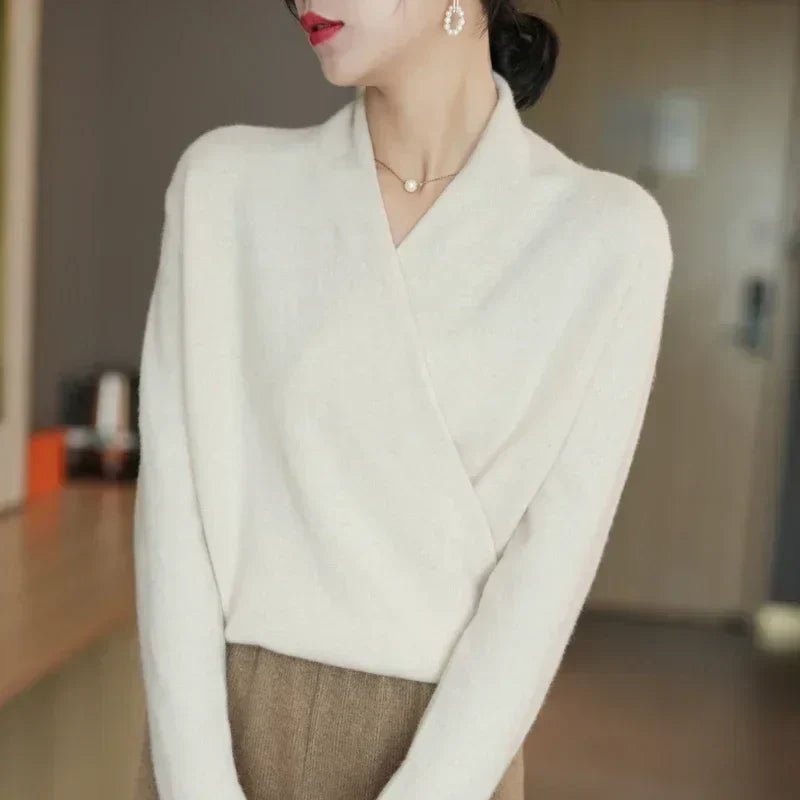 Pull cachemire élégant croisé pour femme – Doux, Féminin & Intemporel