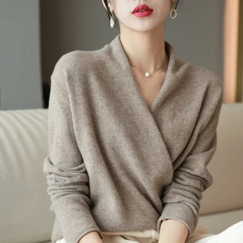 Pull cachemire élégant croisé pour femme – Doux, Féminin & Intemporel