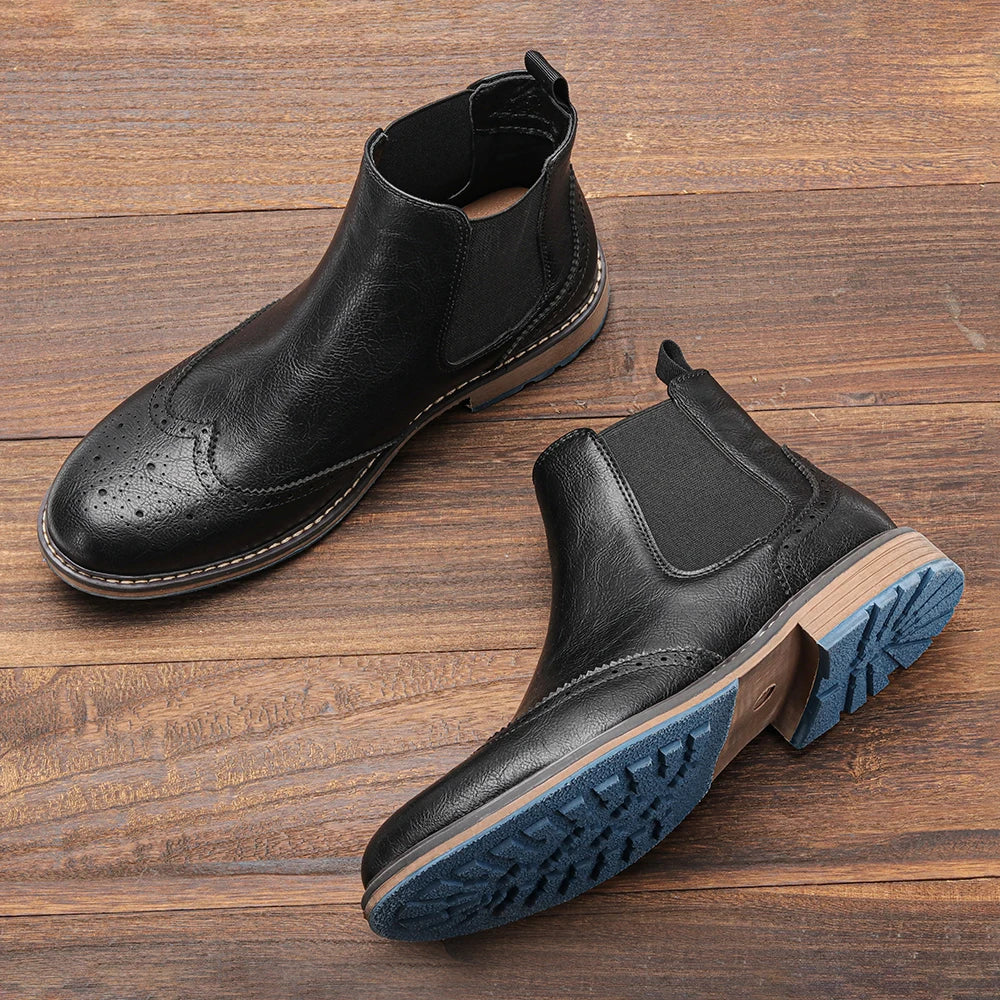 Osborne | Bottines Homme Chelsea Classiques Style Brogue à Élastiques Latéraux et Design Intemporel