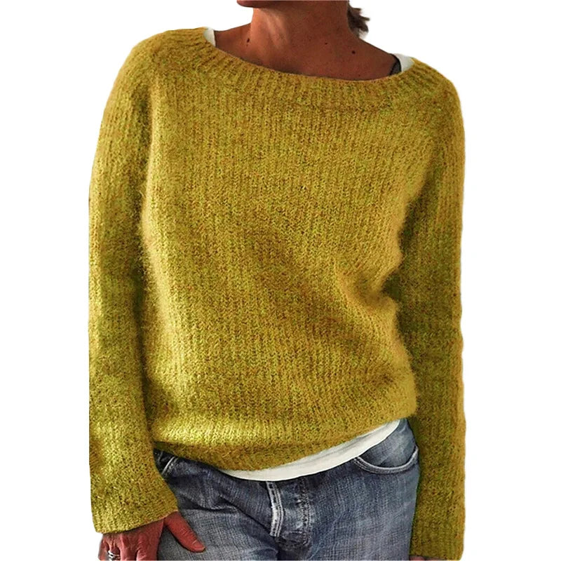 Pull Femme Col Rond | Tricot Chaud et Élégant pour l’Hiver
