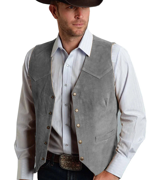 Gavric | Gilet Homme Traditionnel Élégant à Boutons Pression, Coupe Classique et Couleur Unie