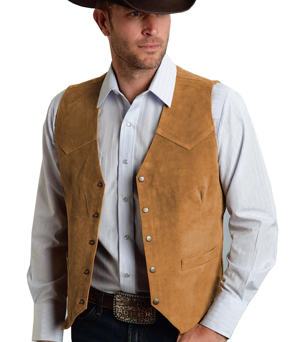 Gavric | Gilet Homme Traditionnel Élégant à Boutons Pression, Coupe Classique et Couleur Unie