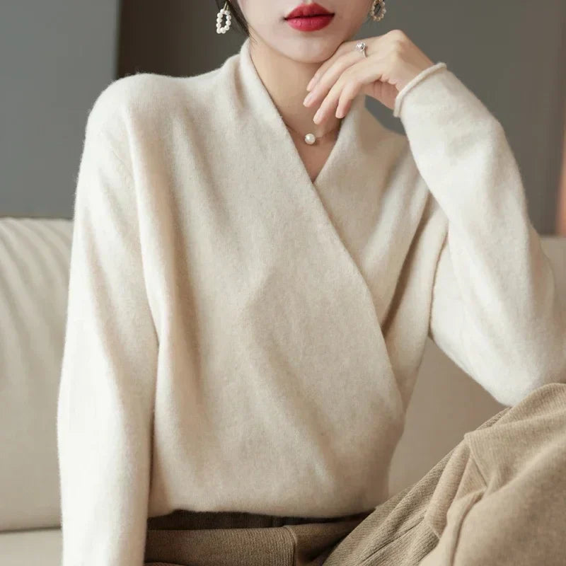 Pull cachemire élégant croisé pour femme – Doux, Féminin & Intemporel