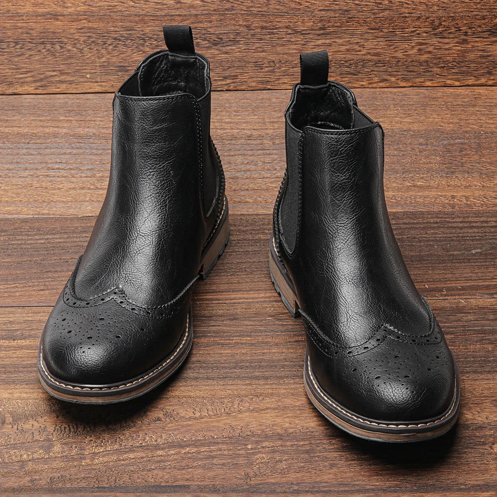Osborne | Bottines Homme Chelsea Classiques Style Brogue à Élastiques Latéraux et Design Intemporel