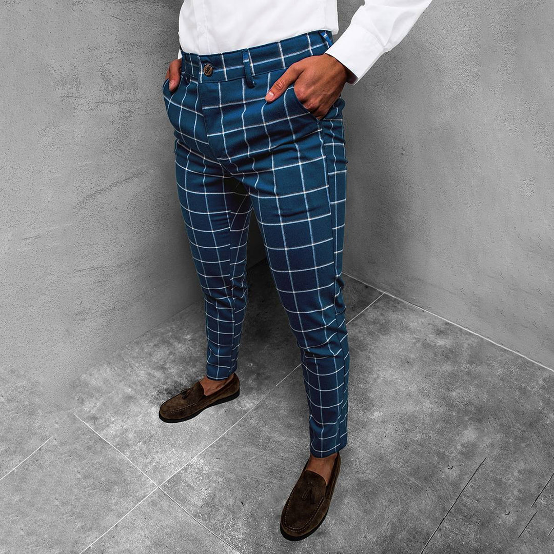 Cavendish | Pantalon Homme à Carreaux Slim Fit Style Droit Élégant